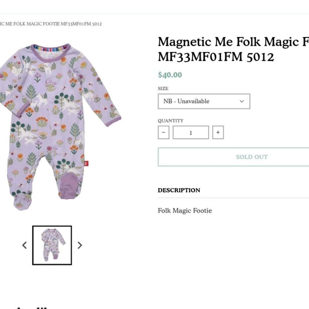 Magnetic Me Folk Magic Footie Newborn